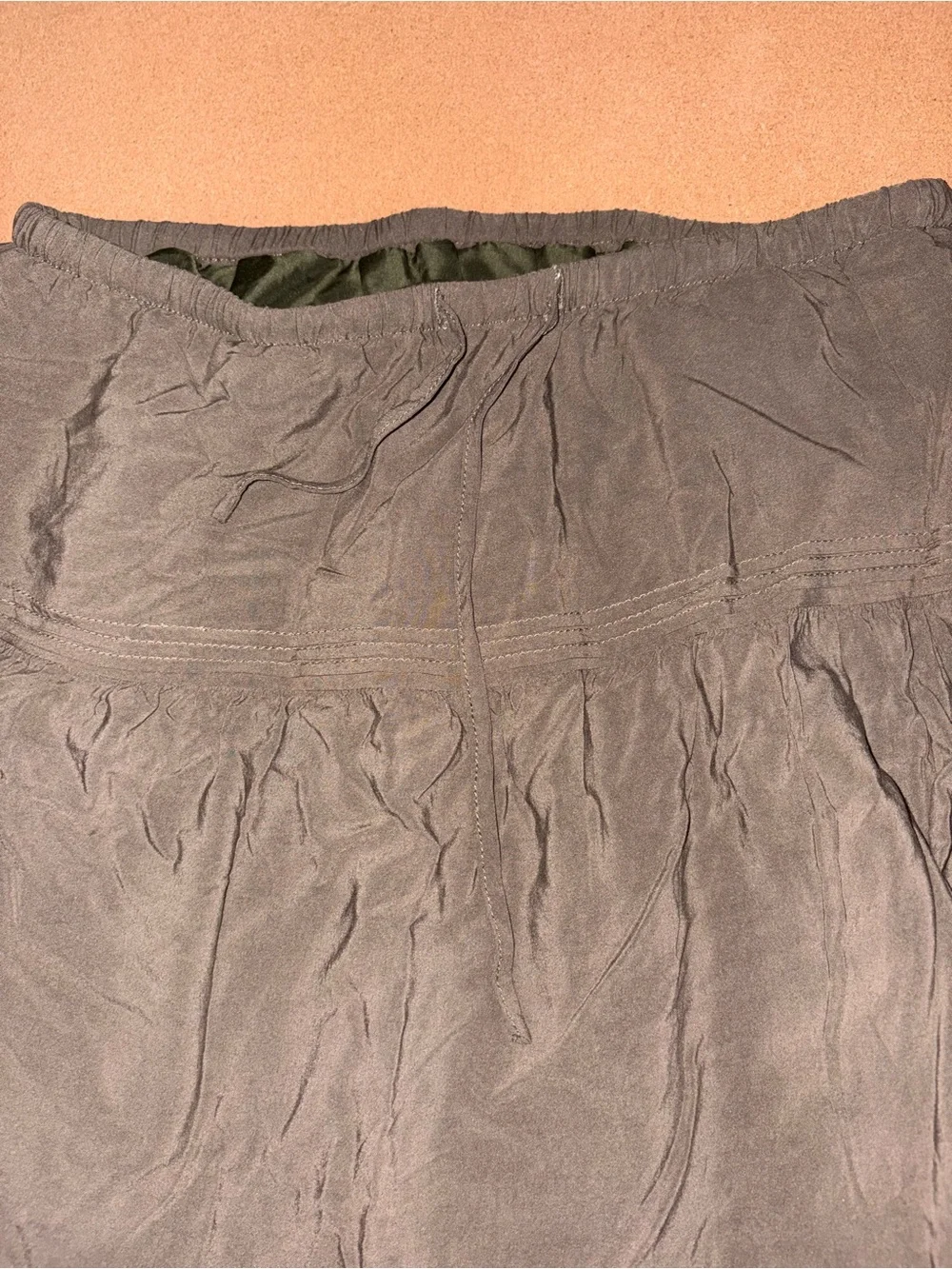 SHEIN Olive Tiered Midi Skirt
